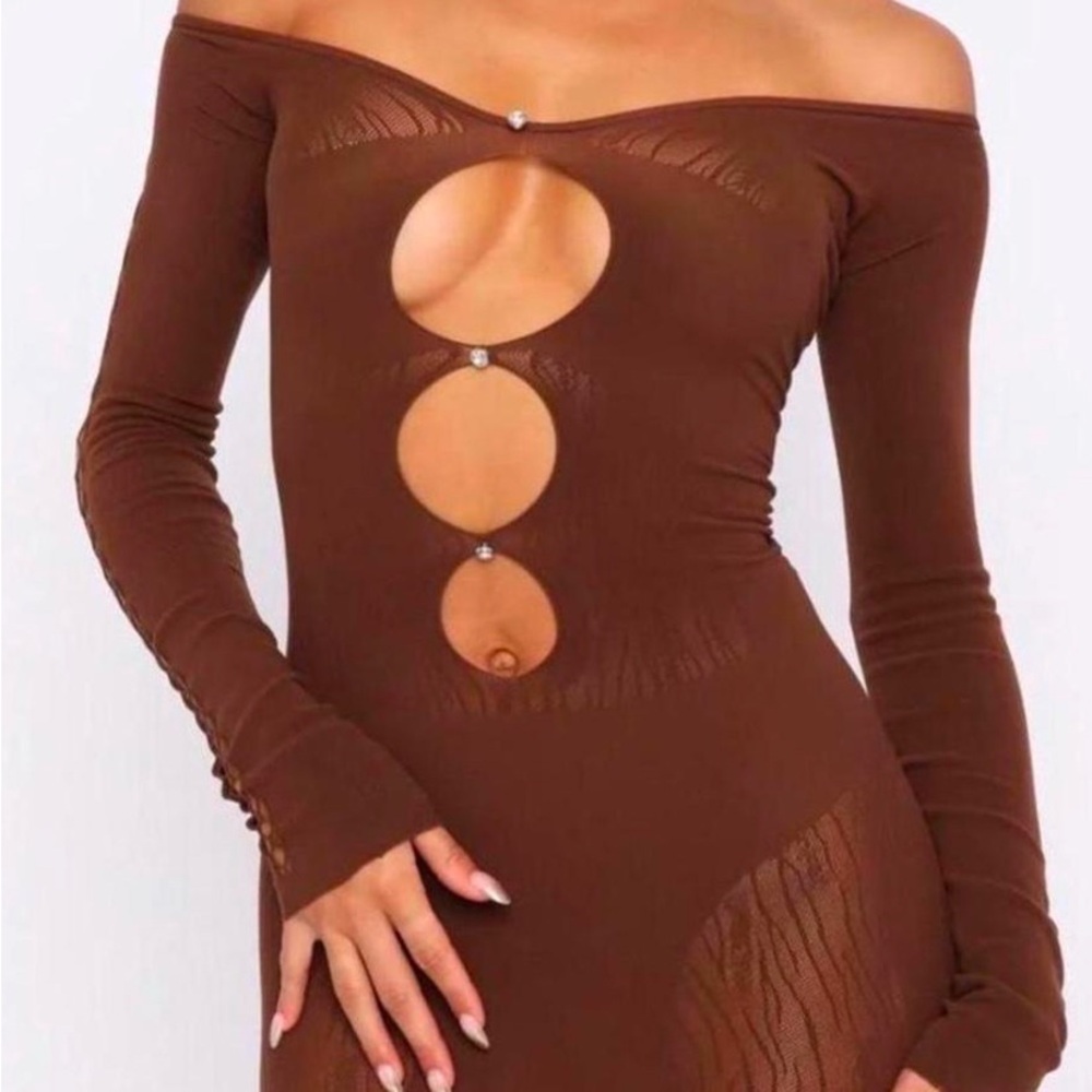 Whitefox long sleeve brown dress